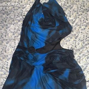 Windsor One Shoulder Blue and Black Dress
